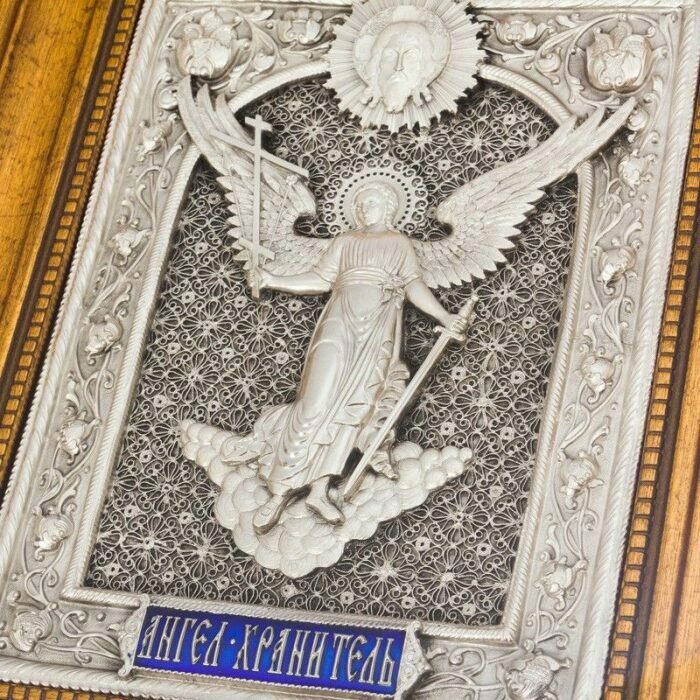 Икона "Ангел Хранитель" серебро (средняя)