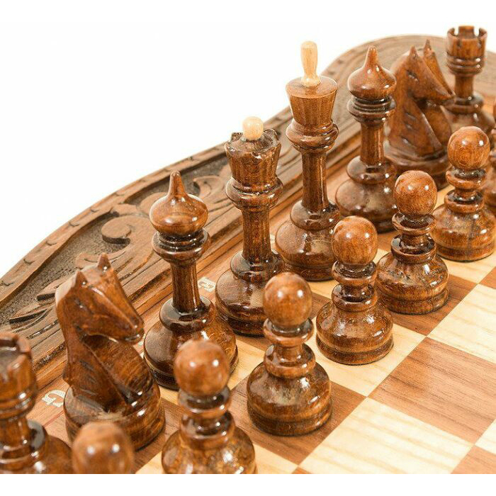 Игровой набор резной "Гренадин" малый (шахматы, нарды и шашки)