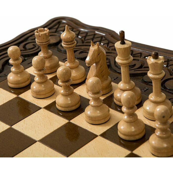Игровой набор резной "Волна" средние (шахматы и нарды)