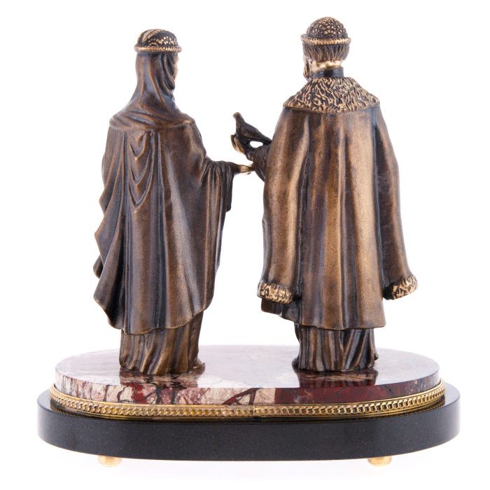 Статуэтка бронзовая "Пётр и Феврония" на яшме