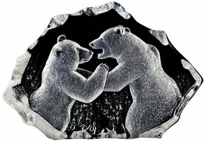 Скульптура из прозрачного хрусталя "Медведи"