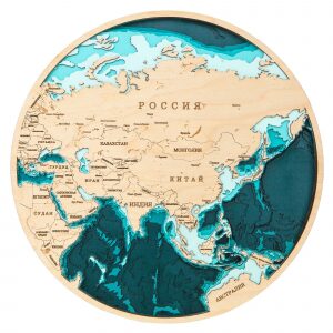 Карта Евразии из дерева, круглая, на заказ