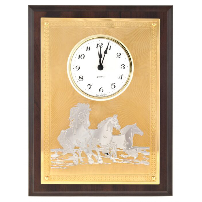 Настенные часы-плакетка "Бегущие кони", Златоуст
