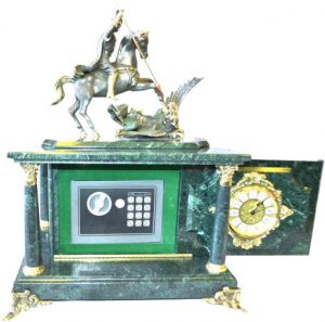 Сейф-часы "Георгий Победоносец" зелёный мрамор