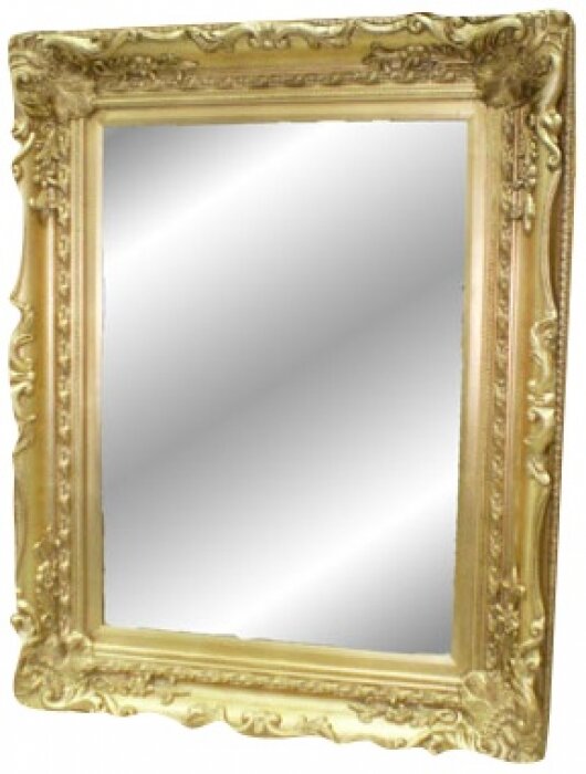 Зеркало в рамке из дерева золотого цвета