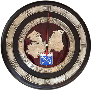 Настенные часы "Карта Ленинградской области" в подарочной упаковке