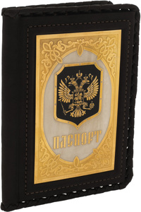 Кожаная обложка на паспорт "Герб РФ"