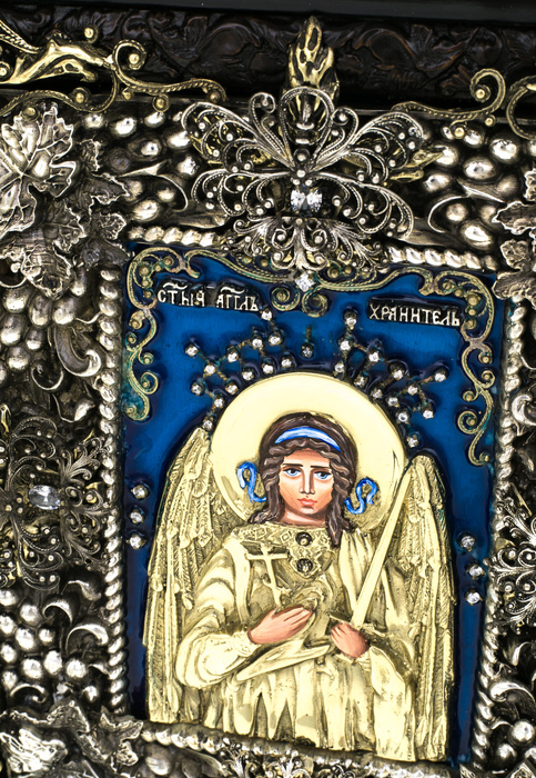 Икона с художественным литьем "Ангел-хранитель" бронза