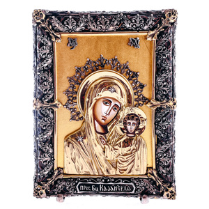 Икона с художественным литьем "Казанская Божья матерь"
