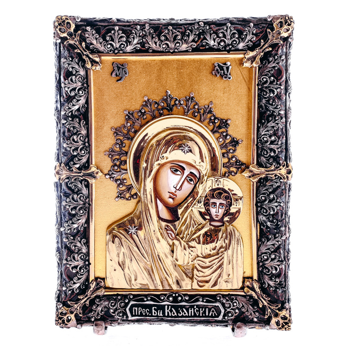 Икона с художественным литьем "Казанская Божья матерь"