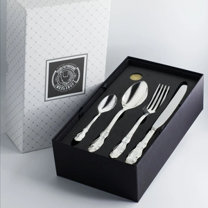 Посеребренный столовый набор "Герб": вилка, ложка, нож, чайная ложка, на 6 персон
