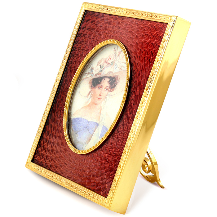 Рамка для фото из латуни с деревом и ювелирным стеклом