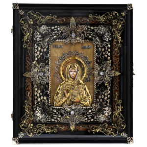 Икона с художественным литьём из бронзы "Матрона Московская"
