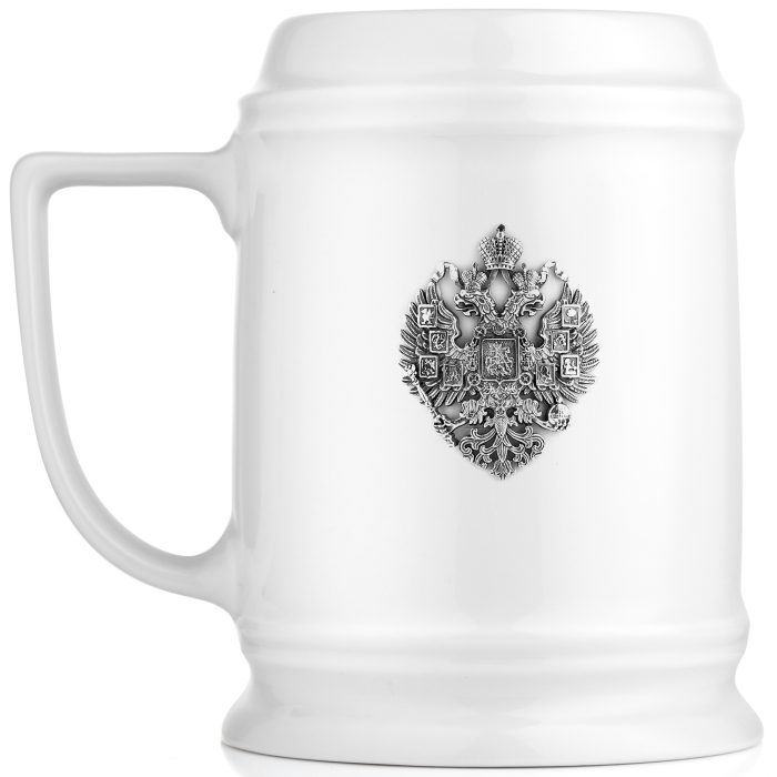 Пивная фарфоровая кружка "Империя" с серебряной накладкой