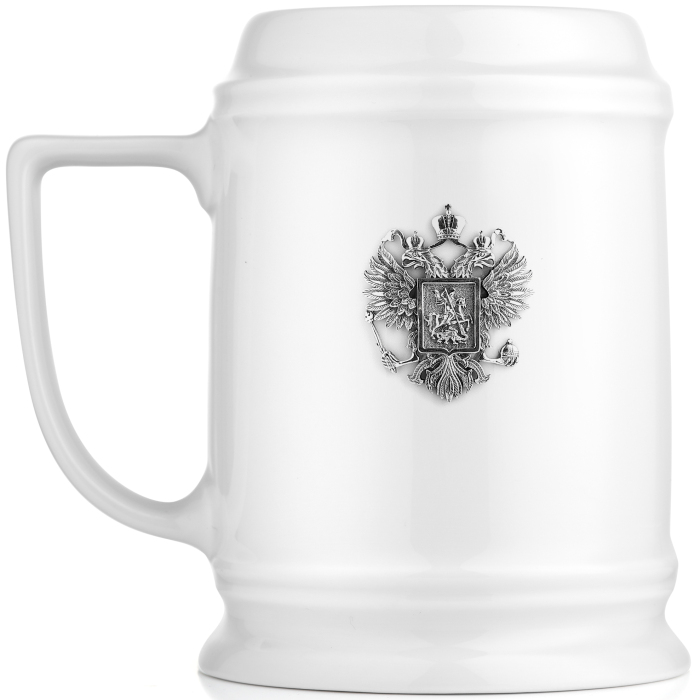 Пивная фарфоровая кружка "Держава" с серебряной накладкой