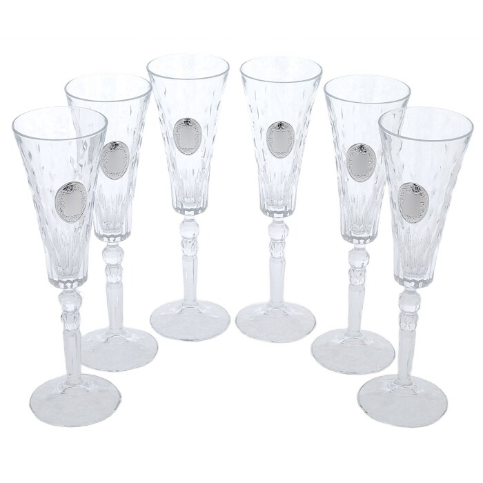 Набор бокалов для шампанского "Фаберже" с посеребрением, на 6 персон