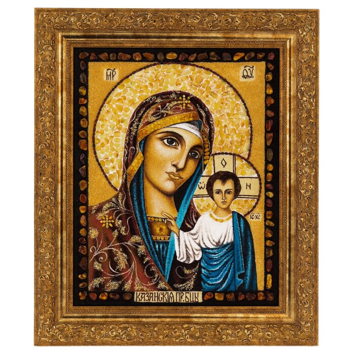 Картина из янтаря "Икона Казанская"