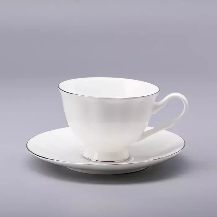 Сервиз чайный "Платиновая лента" формы Нега, 14 предметов, на 6 персон