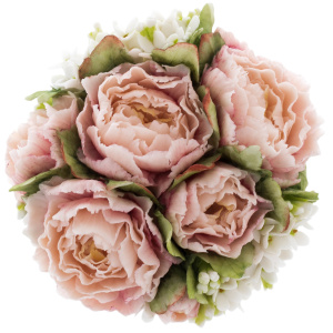 Сувенир из фарфора "Корзина с цветами" малая, розовая, в подарочной коробке