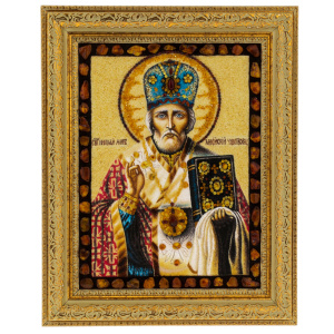 Икона из янтаря "Николай чудотворец"