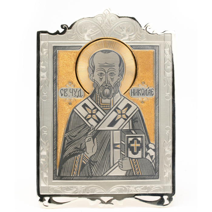 Серебряная икона "Николай Чудотворец"