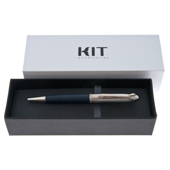 Ручка-роллер серебристо-синяя с фианитами (Kit Day)