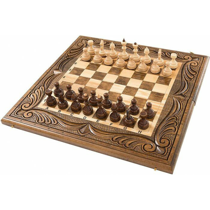 Резные шахматы, нарды и шашки из бука "Винтаж"