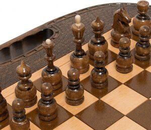 Резные шахматы, нарды и шашки из бука "Руно"
