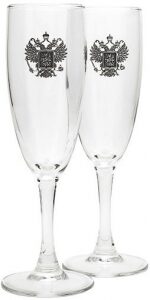 Набор бокалов для шампанского "Держава" с накладками из серебра на 2 персоны