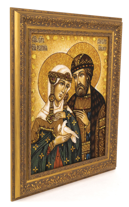 Икона из янтаря "Петр и Феврония"