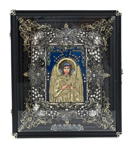 Икона с художественным литьем "Ангел-хранитель" бронза