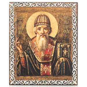 Икона в серебряном багете "Святой Спиридон"