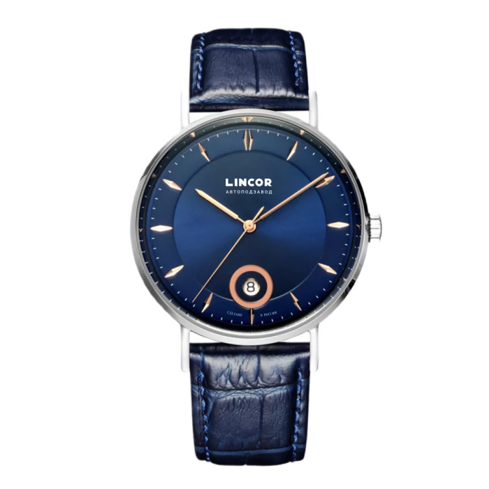 Наручные механические часы с автоподзаводом Lincor UNI синие