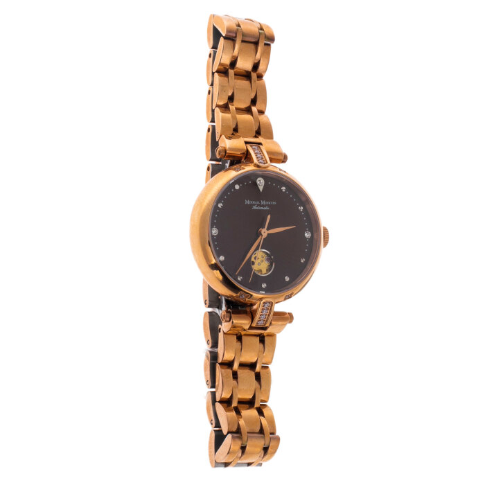 Наручные механические часы Mikhail Moskvin "Elegance" коричневые с золотистым ремешком