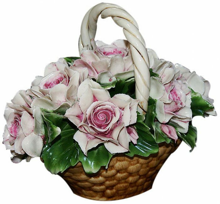 Декоративная корзинка с розовыми розами