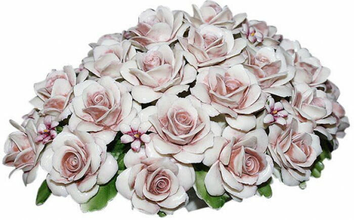 Декоративная корзина с розами, розовая