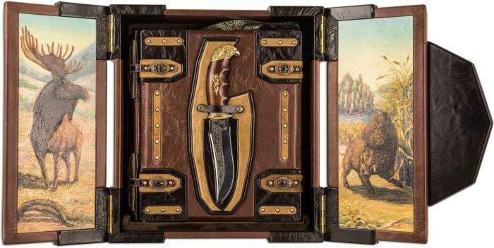 Подарочная книга "Охота", К.Г.Блюхель (с ножом, в коробе)