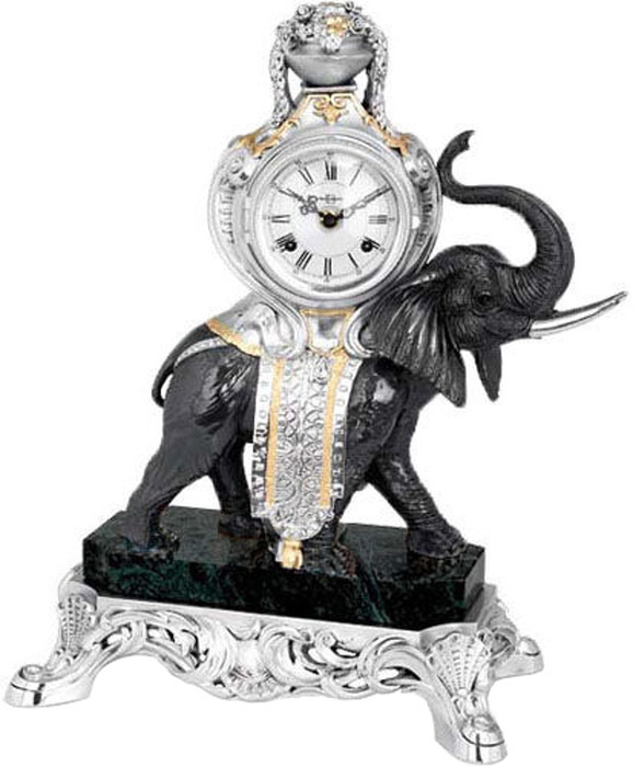 Настольные часы на мраморной подставке со слоном