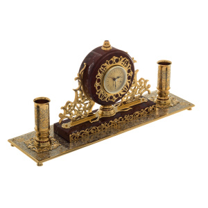 Каминные часы из яшмы "Венеция" Златоуст