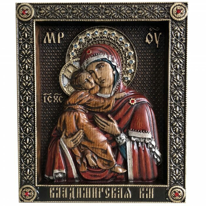 Икона из дерева "Владимирская Божья Матерь"