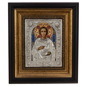 Икона "Святой великомученик и целитель Пантелеймон" с эмалями