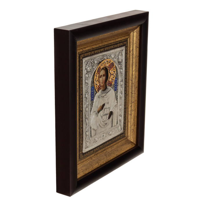 Икона "Святой великомученик и целитель Пантелеймон" с эмалями