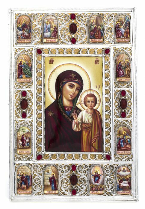 Казанская икона Житие Божией Матери (финифть)