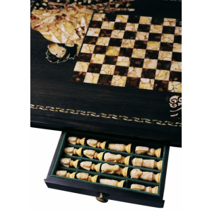 Гарнитур для игры в шахматы "Самурай" с янтарной инкрустацией