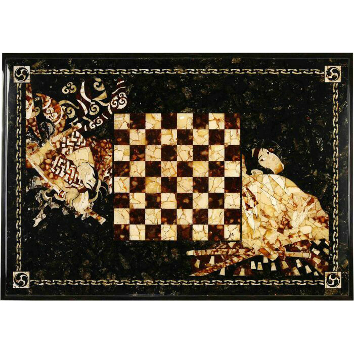 Гарнитур для игры в шахматы "Самурай" с янтарной инкрустацией