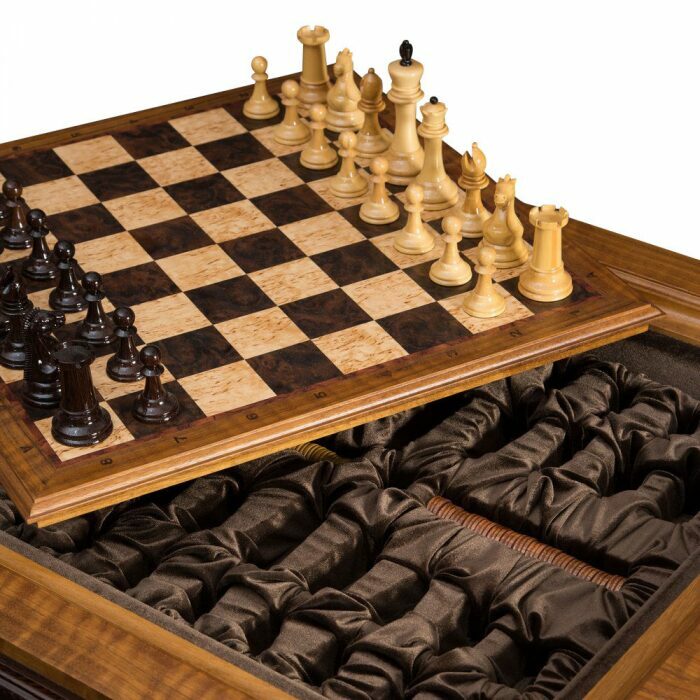 Стол с шахматами и нардами "Стаунтон Люкс" из микса ценных пород дерева