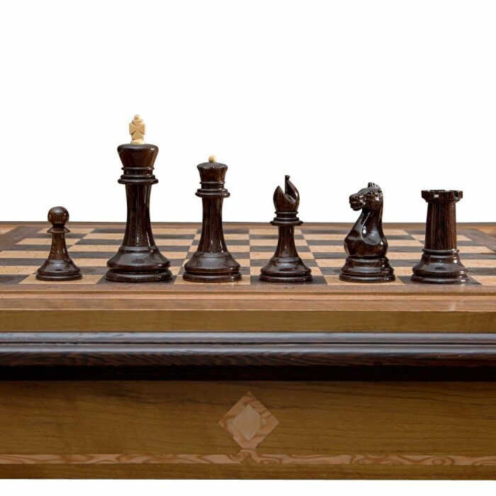 Стол с шахматами и нардами "Стаунтон Люкс" из микса ценных пород дерева