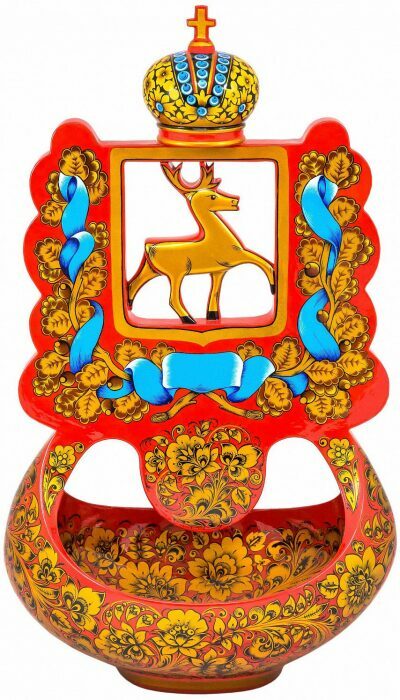 Ковш-часы с гербом Нижнего Новгорода хохлома