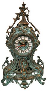 Каминные часы из бронзы "Viola", покрытие бирюзовая глазурь