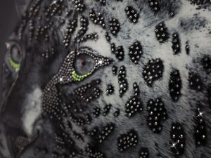 Картина "Леопард" на зеркале (Swarovski)